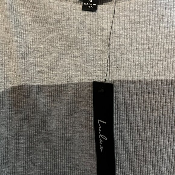 Lulus' Bodycon Gray Tank Dress Rib Knit w/Ruched Sides (Sz Med fits like a Sm) - Picture 6 of 8